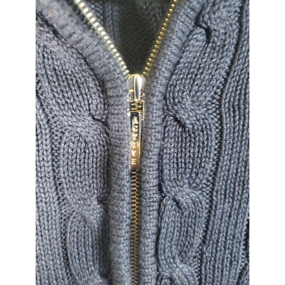 LRL Lauren Active Ralph Lauren Women's L Navy Blue Cable Knit Full Zip Sweater - Picture 16 of 16